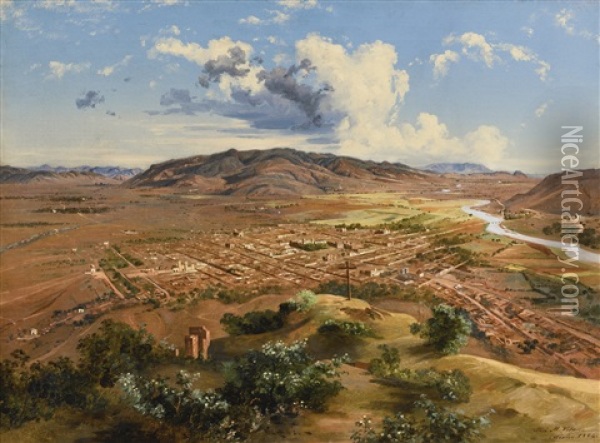 The Valley Of Oaxaca Oil Painting - Jose Maria Velasco