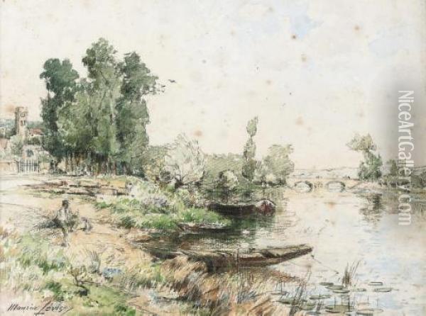 On The River Bank Oil Painting - Maurice Levis