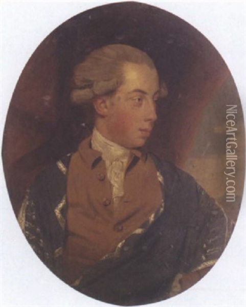 Portrait Of The Rt. Hon. William George Monckton-arundell, 5th Viscount Galway, Wearing A Brown Coat Oil Painting - John Downman