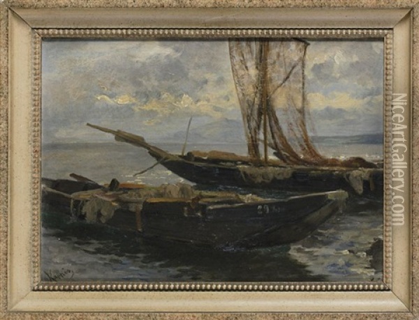 Fischerboote Am Bodensee Oil Painting - Albert Kappis