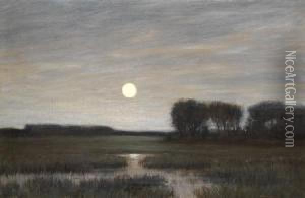 Landschaft Im Mondschein Oil Painting - Am Hans Ende