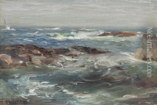 Berwickshire Coast Oil Painting - William Marshall Brown