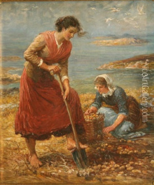 A Woman's Task Oil Painting - Francis S. Walker