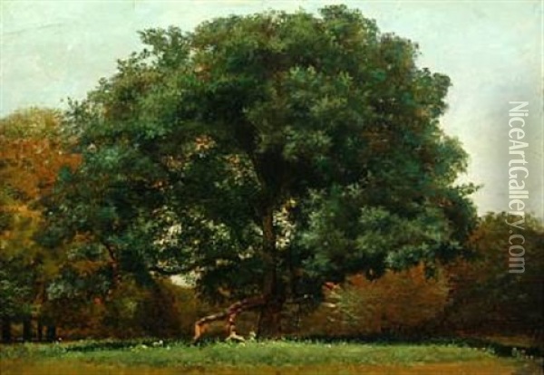Landscape With Tree In The Front Oil Painting - Vilhelm Peter Karl Kyhn