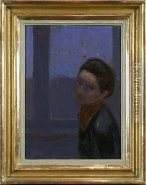 Interior Med Kvinna, Signerad Och Daterad 1940 Oil Painting - Curt Clemens