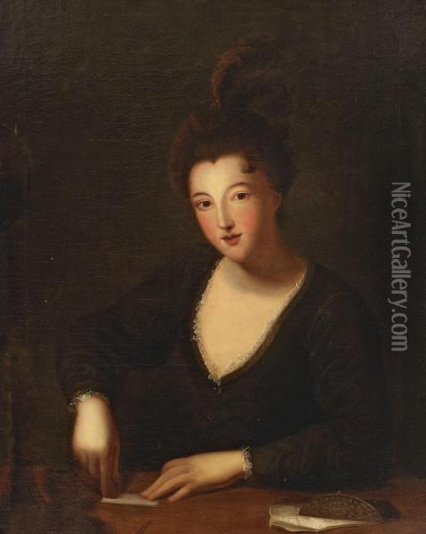 Dame, Einen Briefversiegelnd Oil Painting - Jean-Baptiste Santerre