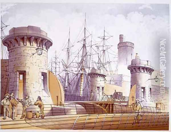 Sailors Dockside from Modern Liverpool Illustrated Oil Painting - William Gavin Herdman