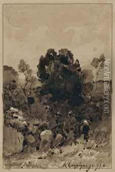 Paysage Arbore Oil Painting - Henri-Joseph Harpignies