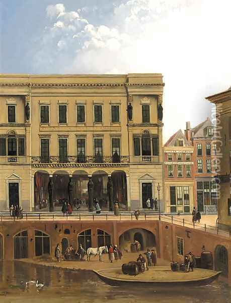 The Winkel van Sinkel along the Oude Gracht, Utrecht Oil Painting - Augustus Wijnantz