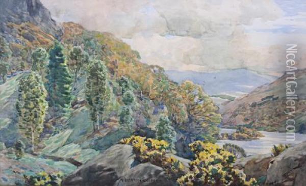 Woodland By A Lake's Edge Oil Painting - Alfred Heaton Cooper