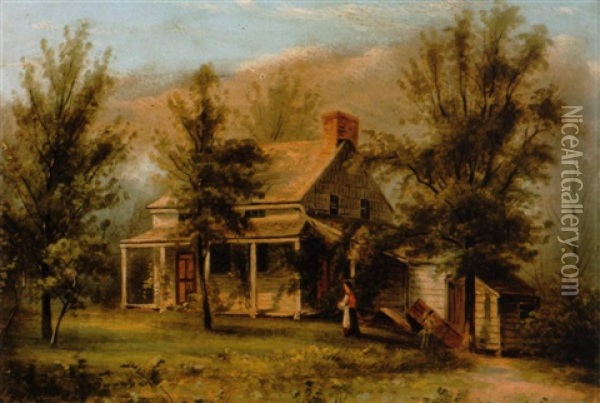 Poe's Cottage, Fordham Oil Painting - William Rickarby Miller