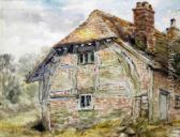 Rustic Barn Oil Painting - Frederick Henry Henshaw