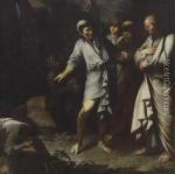 Diogenes Wirft Die Trinkschale Weg Oil Painting - Salvator Rosa