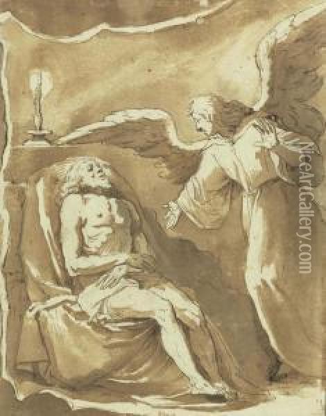 Christus Im Grab, Von Einem Engel Geweckt. Oil Painting - Giacomo (or Jacopo) Tarchiani
