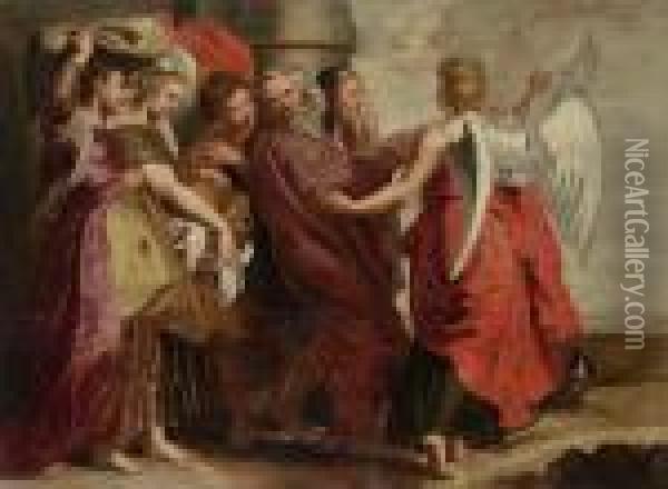 Lot's Family Leaving Sodom Oil Painting - Peter Paul Rubens