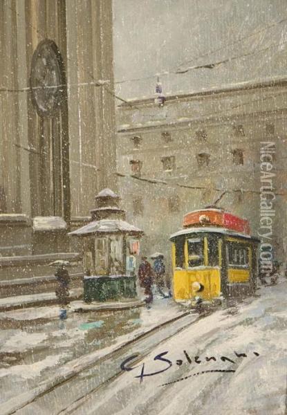 Il Tram Oil Painting - Giuseppe Solenghi