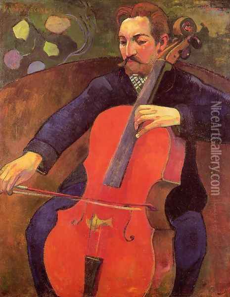 The Cellist Aka Portrait Of Fritz Scheklud Oil Painting - Paul Gauguin