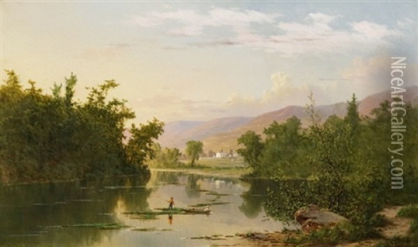 On The Juniata River, Pennsylvania Oil Painting - Frederick Debourg Richards