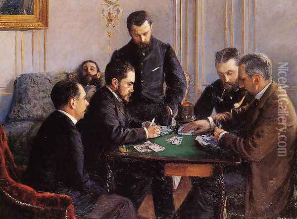 Game Of Bezique Oil Painting - Gustave Caillebotte