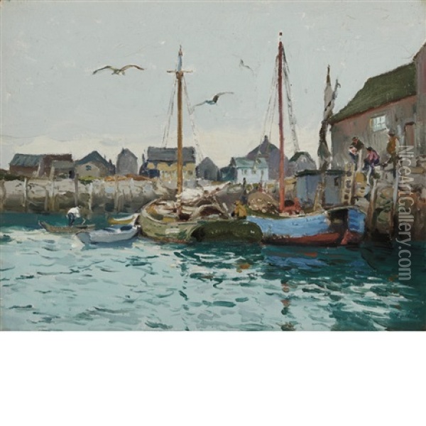 Rockport Harbor Oil Painting - Mathias Joseph Alten