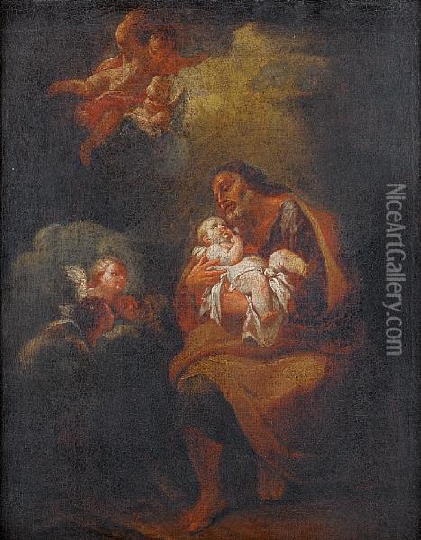 Saint Joseph With The Christ Child Oil Painting - Federico Bencovich