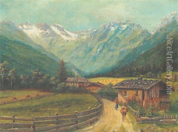 Im Gosautal (?) Oil Painting - Andreas Roth