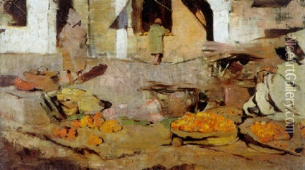 Fruitverkoper In Marokko - Le Marchand D'oranges Oil Painting - Theo van Rysselberghe