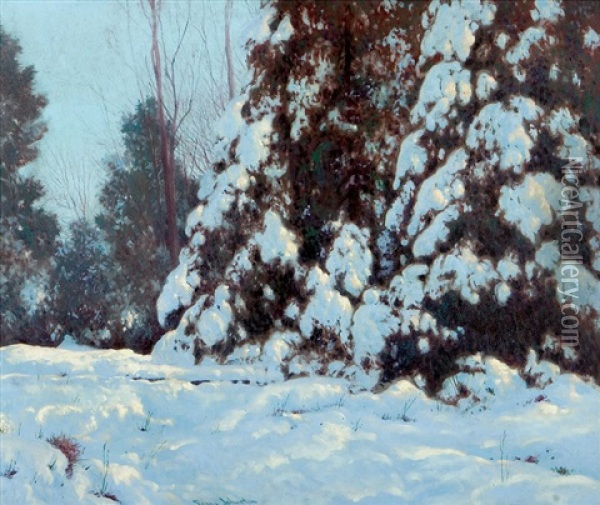 Northern Snow, Late Afternoon Glow Oil Painting - Francis Hans Johnston