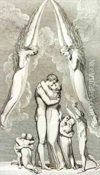 The Meeting of a Family in Heaven Oil Painting - William Blake