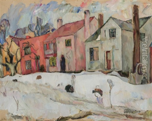 Winter Scene In Yonkers Oil Painting - Abraham Manievich