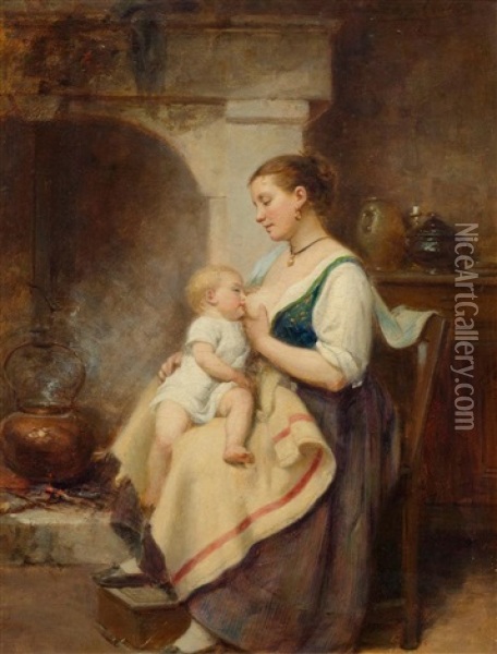 Mutter Mit Kind Oil Painting - Leon Emile Caille