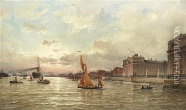 The Thames At Greenwich Oil Painting - Cornelis Christiaan Dommelshuizen