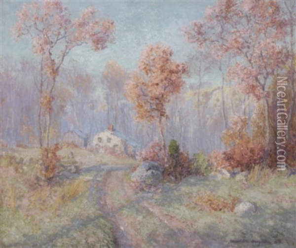 Sunlit Connecticut Landscape Oil Painting - Hamilton Hamilton