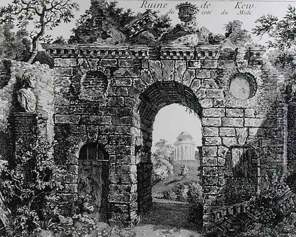 Ruins in the middle of Kew Gardens, from 'The Garden and Buildings at Kew in Surry', 1763 Oil Painting - Sir William Chambers