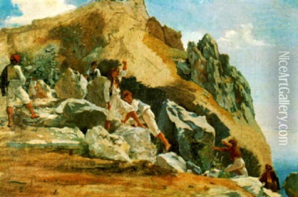 Die Schmugglerbande Oil Painting - Jean-Leonard Lugardon