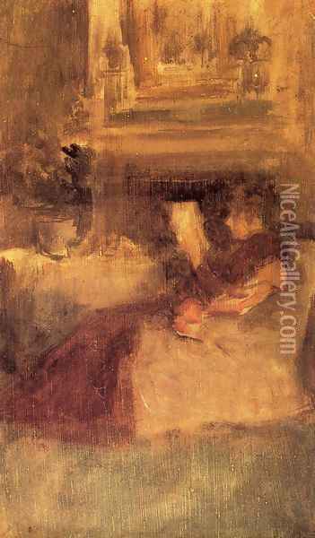 Miss Ethel Philip Reading Oil Painting - James Abbott McNeill Whistler