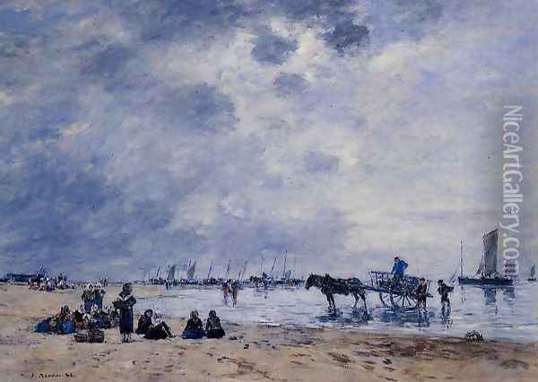 Berck, the Arrival of the Fishing Boats Oil Painting - Eugene Boudin
