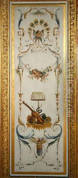 Musical instruments from La Grande Singerie Oil Painting - Christophe Huet