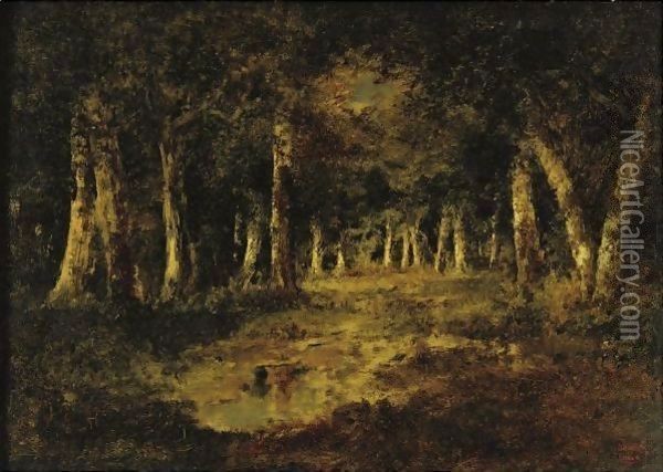 Fontainbleau Forest Oil Painting - Narcisse-Virgile D Az De La Pena