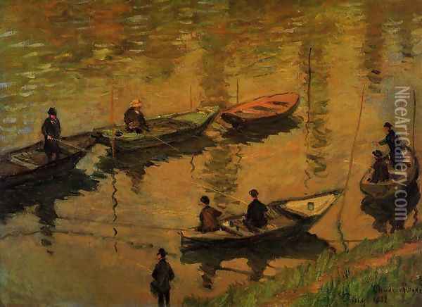 Anglers On The Seine At Poissy Oil Painting - Claude Oscar Monet