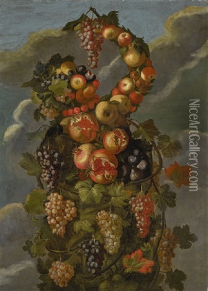 Anthropomorphic Allegory Of Autumn Oil Painting - Giovanni Stanchi