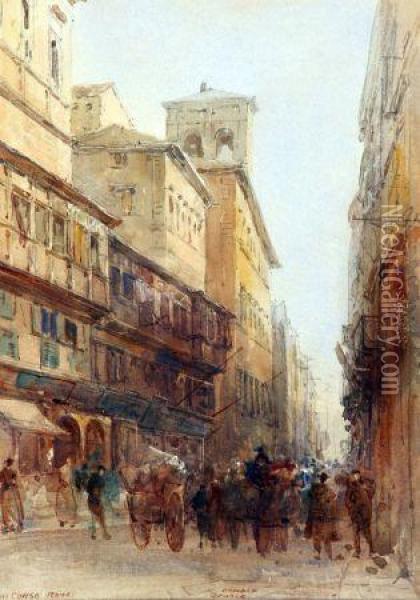 The Corso, Rome Oil Painting - Sir Ernest George