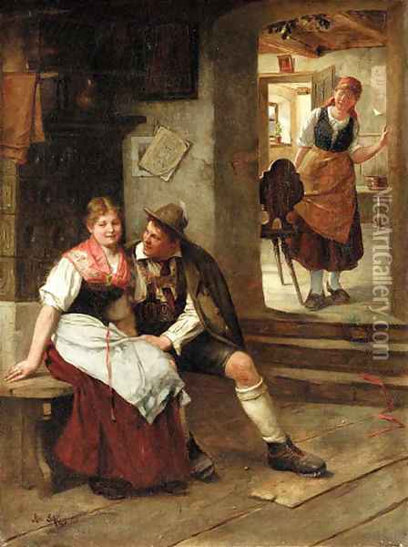 Courtship Oil Painting - Robert Scheffer