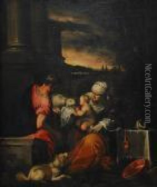 The Holy Family Oil Painting - Leandro Bassano