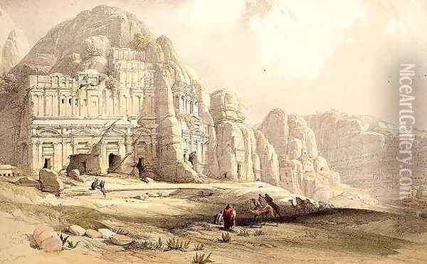 Petra, March 8th 1839, plate 96 from Volume III of The Holy Land, engraved by Louis Haghe 1806-85 pub. 1849 Oil Painting - David Roberts