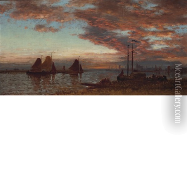 Twilight On The Bay Oil Painting - Samuel Colman