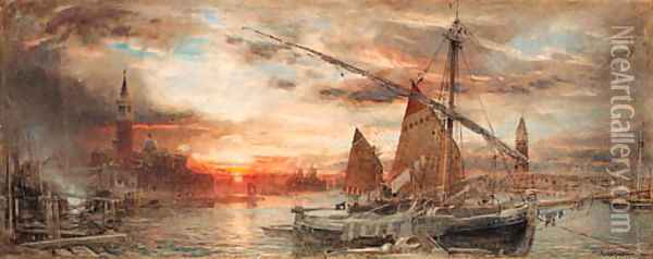 Venice at sunset Oil Painting - Albert Goodwin