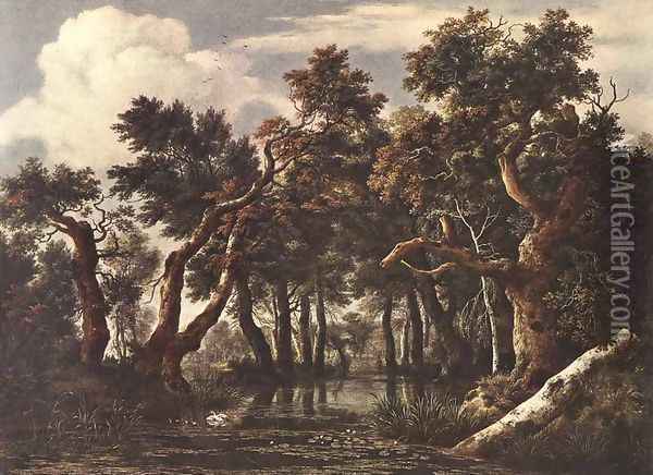 The Marsh in a Forest c. 1665 Oil Painting - Jacob Van Ruisdael