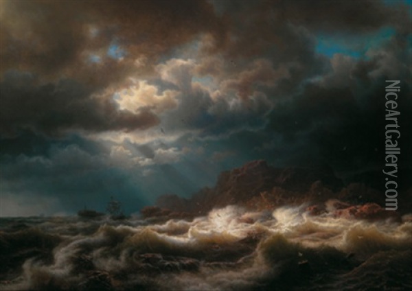 Schiffbruch Vor Der Kuste Oil Painting - Marcus Larsson
