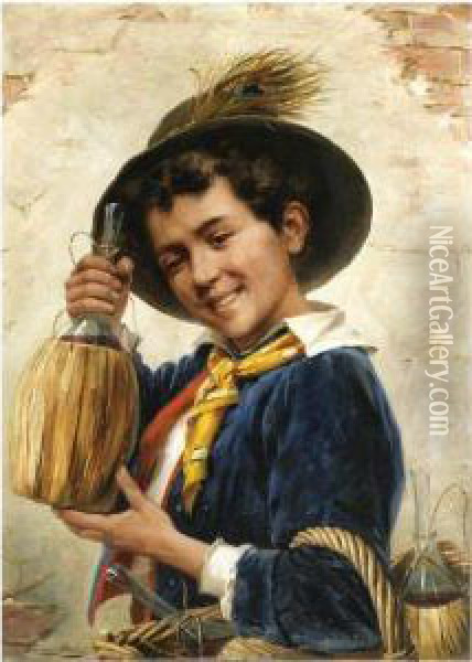 The Young Chianti Seller Oil Painting - Gerard Portielje